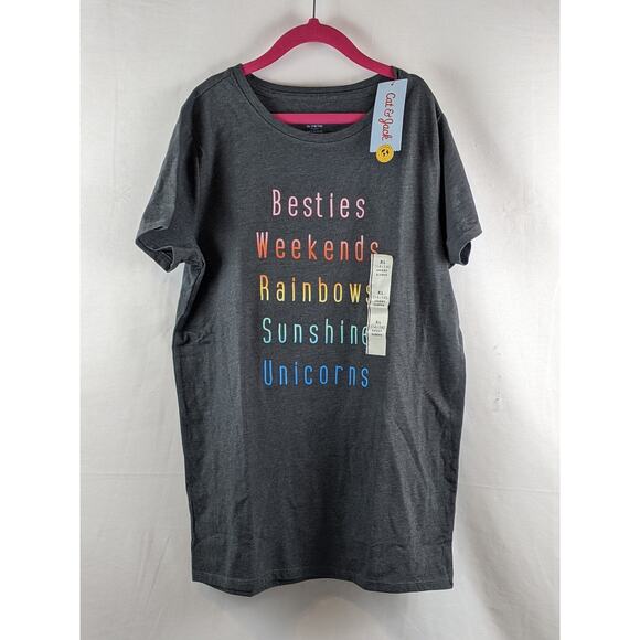 Besties‎ Short Sleeve Graphic T-Shirt Cat & Jack Charcoal Gray XL 14/16 Crew Top - Picture 6 of 7